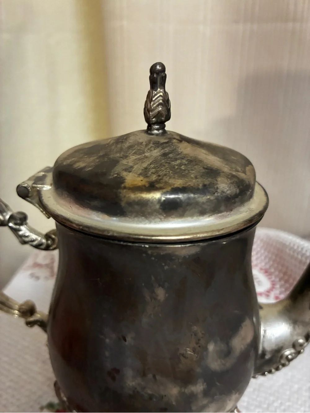 Vintage Ornate Silverplate Mini Teapot Footed Victorian style hinged lid